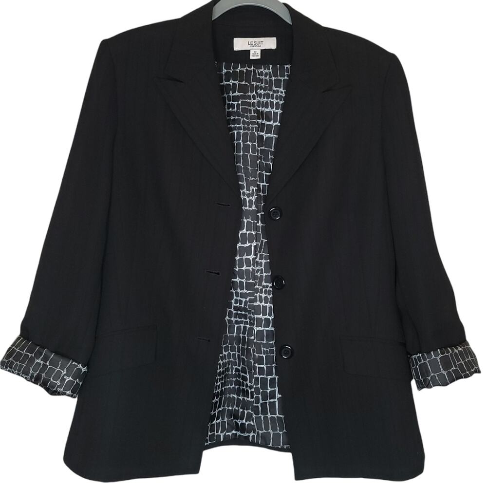 Le Suit Classic Single Breast Stripe Jacket Blazer, 12